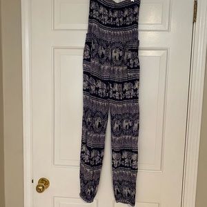 Harem pants with elephant motif